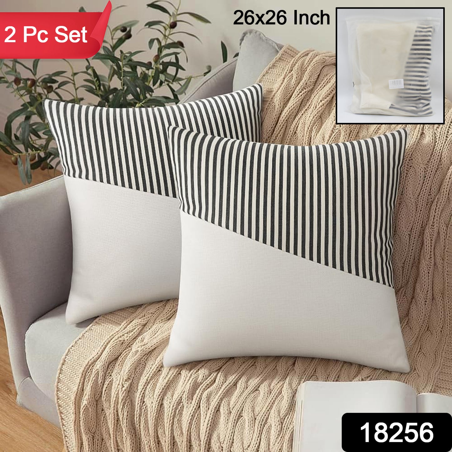 Decorative Pillow Covers Cushion Cases Soft Cotton (26 26 Inch 1 Pair 2 Pc)