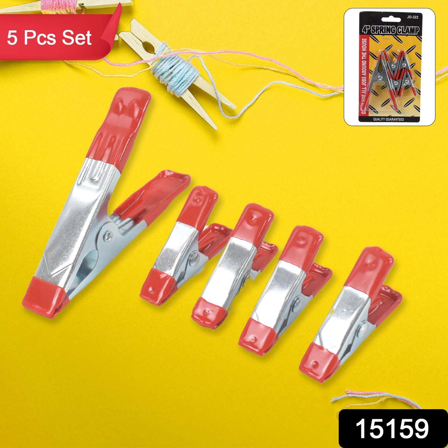 Metal Spring Clamps Heavy Duty Spring Metal Clips Clamp (5 Pcs Set)