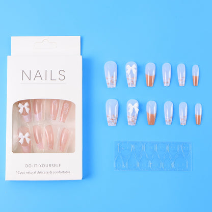 Reusable Press-on Artificial Nails With Adhesive Stickers (12 Pc)