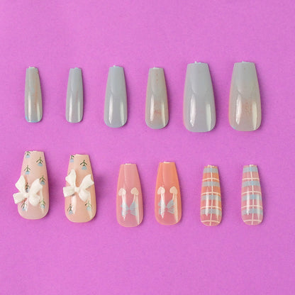 Reusable Press-on Artificial Nails With Adhesive Stickers (12 Pc)