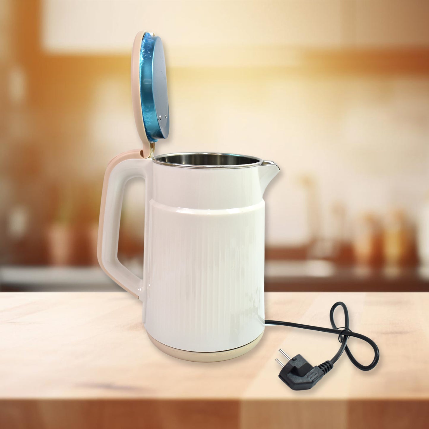 Double Wall Stainless Steel Electric Cordless Tea Kettle (1500w  2.3 Ltr.)